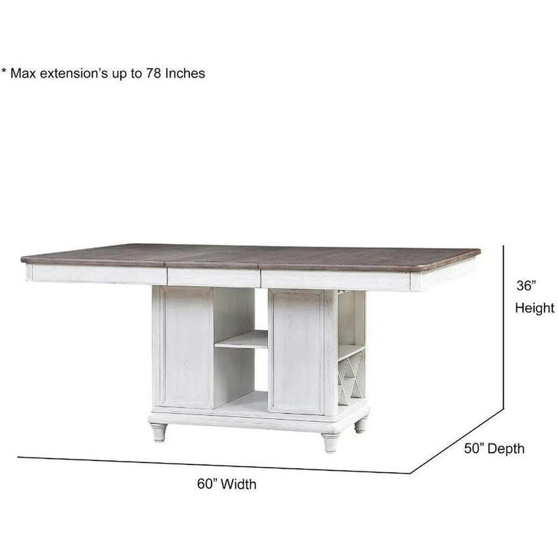 78" White Two-Tone Counter Height Dining Table With Storage Counter Tables LOOMLAN By Panama Jack