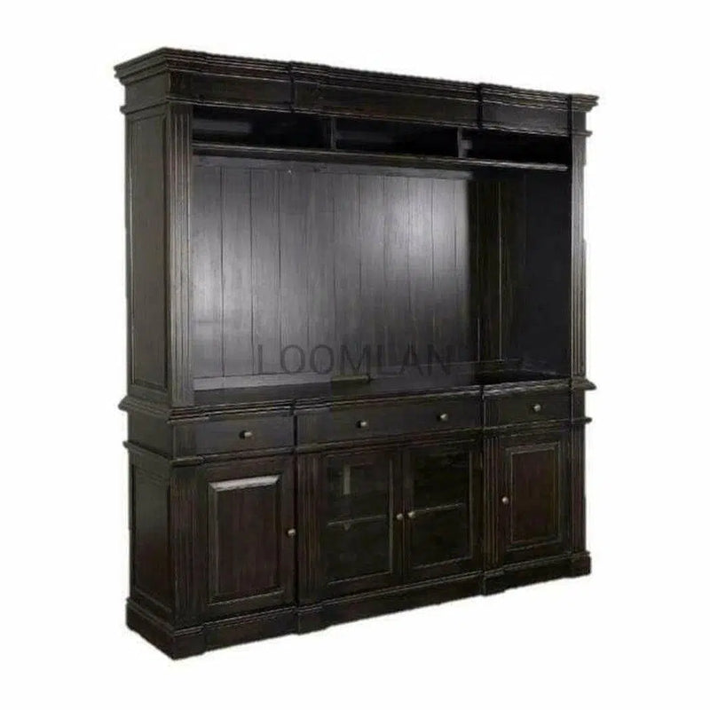 79" Black Entertainment Wall Unit Media Console or Buffet Entertainment Wall Unit LOOMLAN By Sunny D