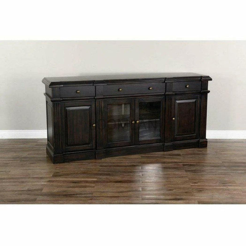 79" Black Walnut TV Stand Media Console or Buffet Server Sideboards LOOMLAN By Sunny D