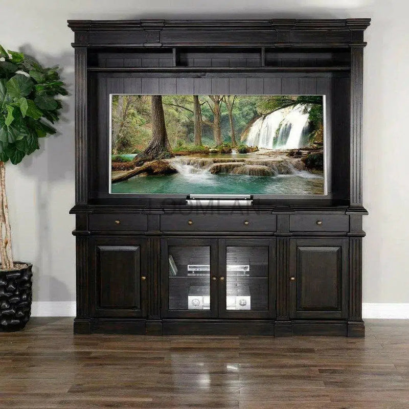 79" Black Walnut TV Stand Media Console or Buffet Server Sideboards LOOMLAN By Sunny D