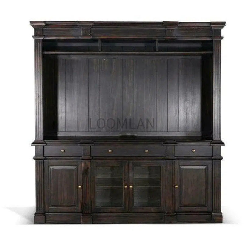 79" Black Walnut TV Stand Media Console or Buffet Server Sideboards LOOMLAN By Sunny D