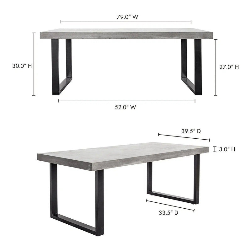 79 Inch Outdoor Dining Table Large Grey Contemporary Outdoor Dining Tables LOOMLAN By Moe's Home