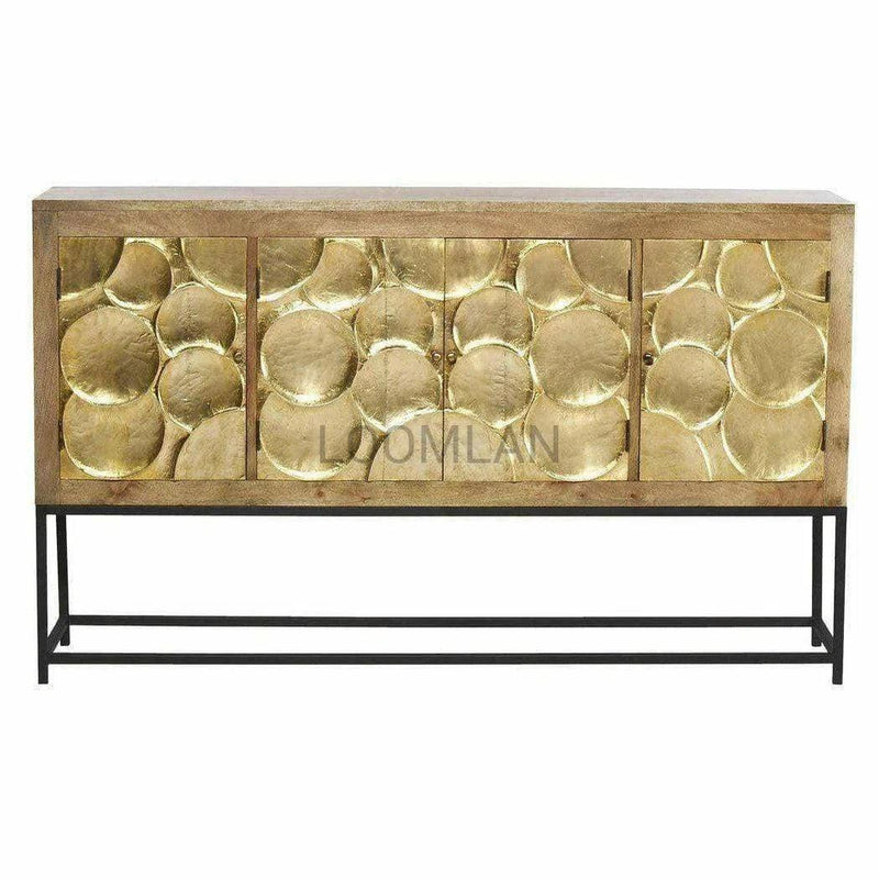 80" Gold Circled Pattern Sideboard Server on Iron Stand Paris Sideboards LOOMLAN By LOOMLAN