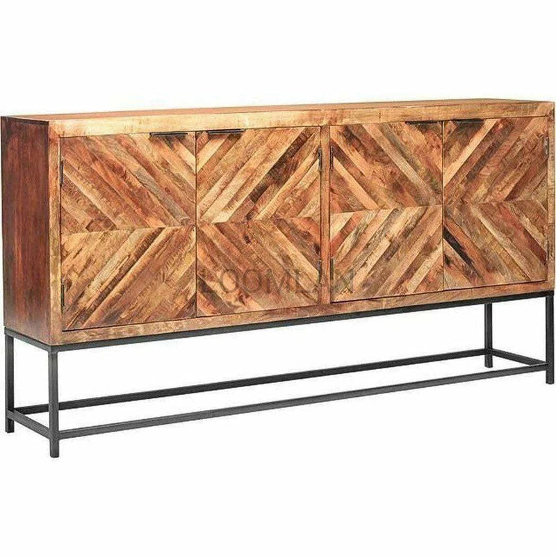 80" Reclaimed Wood Sideboard Credenza on Metal Stand Sideboards LOOMLAN By LOOMLAN