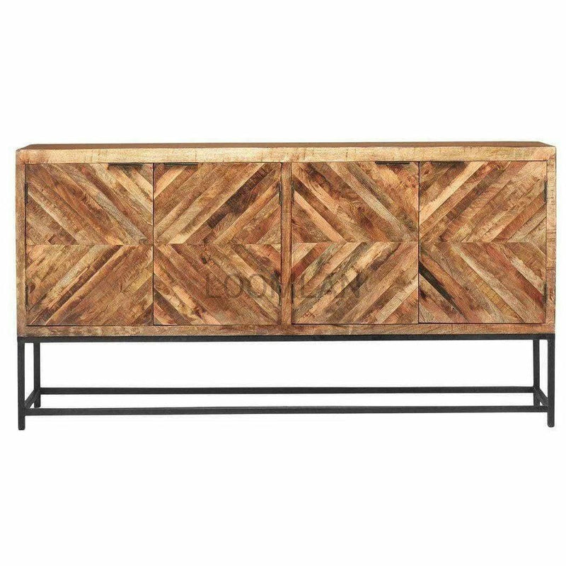 80" Reclaimed Wood Sideboard Credenza on Metal Stand Sideboards LOOMLAN By LOOMLAN