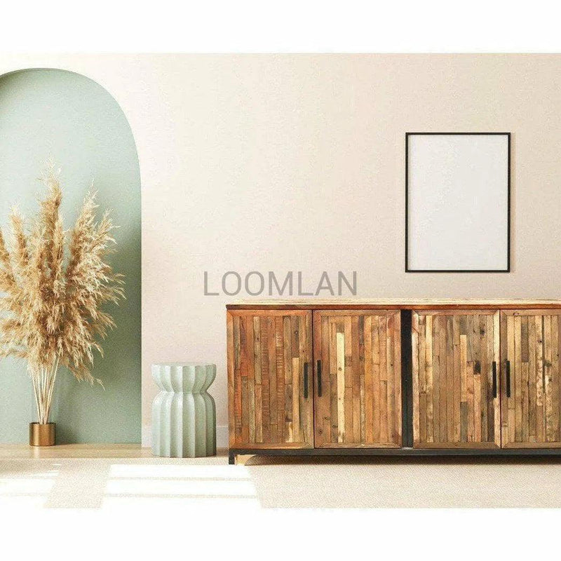 80" Rustic Farmhouse Reclaimed Wood Credenza Sideboard Buffet Sideboards LOOMLAN By LOOMLAN