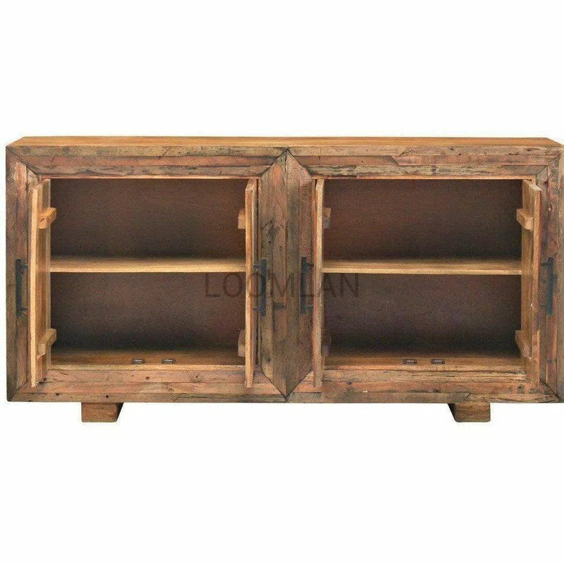 80" Rustic Farmhouse Reclaimed Wood Credenza Sideboard Buffet Sideboards LOOMLAN By LOOMLAN