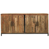 80" Rustic Reclaimed Planks Wood 4 Door Sideboard Server Roma Sideboards LOOMLAN By LOOMLAN