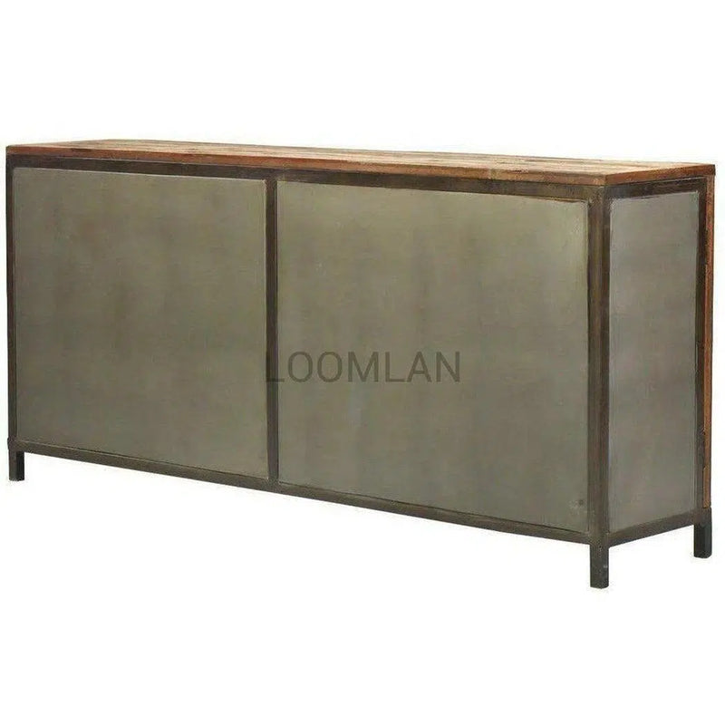 80" Rustic Reclaimed Planks Wood 4 Door Sideboard Server Roma Sideboards LOOMLAN By LOOMLAN