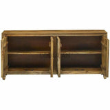 80" Rustic Wood Sideboard Buffet with Silver Metal Doors Accents Sideboards LOOMLAN By LOOMLAN