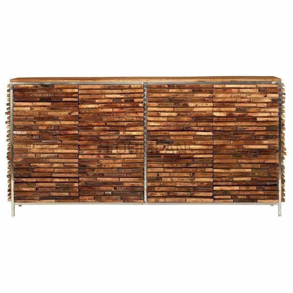 80" Slim Rustic Plank Mango Wood Sideboard Buffet Sideboards LOOMLAN By LOOMLAN