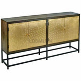 80" Slim Solid Mango Wood Gold Accents Sideboard on Stand Sideboards LOOMLAN By LOOMLAN