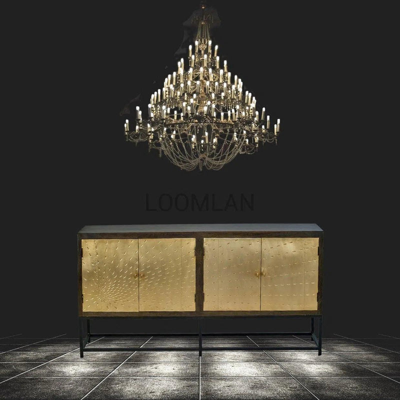 80" Slim Solid Mango Wood Gold Accents Sideboard on Stand Sideboards LOOMLAN By LOOMLAN