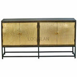 80" Slim Solid Mango Wood Gold Accents Sideboard on Stand Sideboards LOOMLAN By LOOMLAN