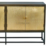 80" Slim Solid Mango Wood Gold Accents Sideboard on Stand Sideboards LOOMLAN By LOOMLAN