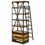 80x32" Industrial Mobile Library Bookcase with Ladder Bookcases LOOMLAN By LOOMLAN