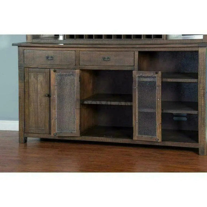 80x80" Buffet With Hatch Wine Rack for Wine Fridge Dark Stain Buffets & Curios LOOMLAN By Sunny D