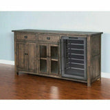 80x80" Buffet With Hatch Wine Rack for Wine Fridge Dark Stain Buffets & Curios LOOMLAN By Sunny D