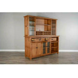 80x80" Buffet With Hatch Wine Rack Led Light Rustic Oak Buffets & Curios LOOMLAN By Sunny D