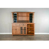 80x80" Buffet With Hatch Wine Rack Led Light Rustic Oak Buffets & Curios LOOMLAN By Sunny D