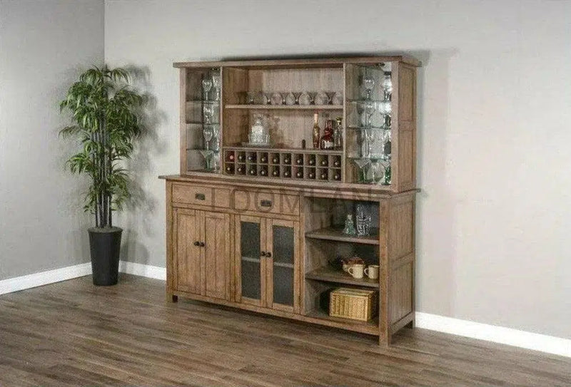 80x80" Large Buffet With Hatch Wine Rack Glass Shelves LED Light Buffets & Curios LOOMLAN By Sunny D