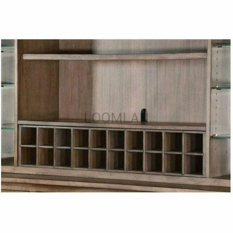 80x80" Large Buffet With Hatch Wine Rack Glass Shelves LED Light Buffets & Curios LOOMLAN By Sunny D