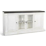 81" Extra Long Narrow White TV Stand Media Console Glass Doors TV Stands & Media Centers LOOMLAN By Sunny D