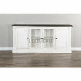 81" Extra Long Narrow White TV Stand Media Console Glass Doors TV Stands & Media Centers LOOMLAN By Sunny D