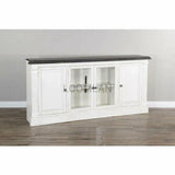 81" Extra Long Narrow White TV Stand Media Console Glass Doors TV Stands & Media Centers LOOMLAN By Sunny D