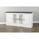 81" Extra Long Narrow White TV Stand Media Console Glass Doors TV Stands & Media Centers LOOMLAN By Sunny D