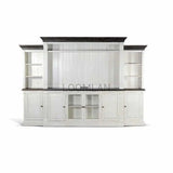 81" Extra Long Narrow White TV Stand Media Console Glass Doors TV Stands & Media Centers LOOMLAN By Sunny D