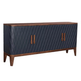 82" Two Tone Brown and Navy Sideboard Carved Doors Solid Wood Sideboards LOOMLAN By LH Imports