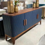 82" Two Tone Brown and Navy Sideboard Carved Doors Solid Wood Sideboards LOOMLAN By LH Imports