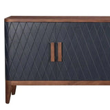 82" Two Tone Brown and Navy Sideboard Carved Doors Solid Wood Sideboards LOOMLAN By LH Imports