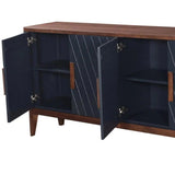 82" Two Tone Brown and Navy Sideboard Carved Doors Solid Wood Sideboards LOOMLAN By LH Imports