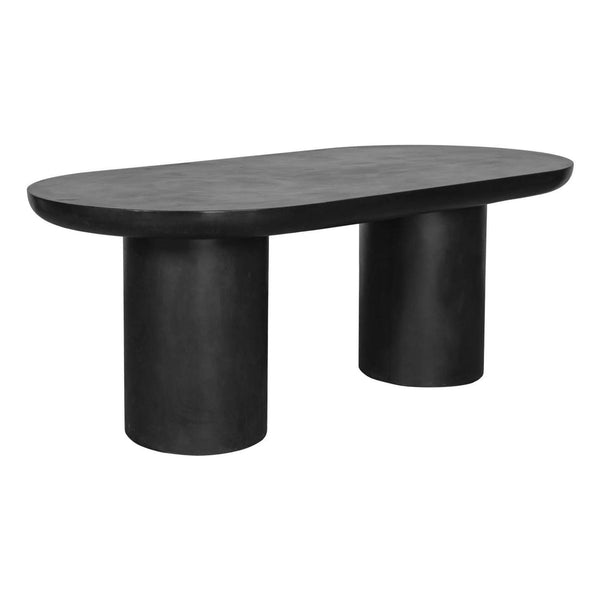 83 Inch Outdoor Dining Table Black Concrete Contemporary Outdoor Dining Tables LOOMLAN By Moe's Home