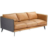 83" Messina Tan Leather Two Tone Modern Sofa Removable Cushions Sofas & Loveseats LOOMLAN By Moe's Home