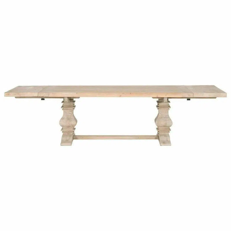 84-120" Pine Reclaimed Wood Extendable Dining Table With Leaves Dining Tables LOOMLAN By Essentials For Living