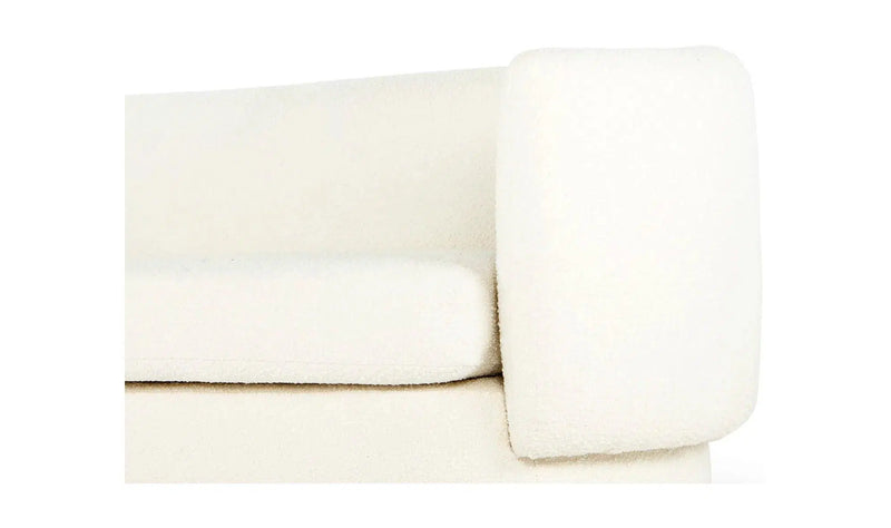 84" Koba Boucle Sheepskin White Sherpa Contemporary Barrel Sofa Sofas & Loveseats LOOMLAN By Moe's Home