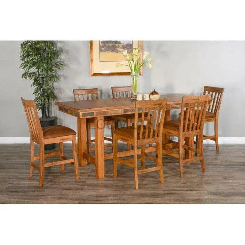 84"x 36" Counter Height Rustic Oak Dining Table for 10 seats Counter Tables LOOMLAN By Sunny D