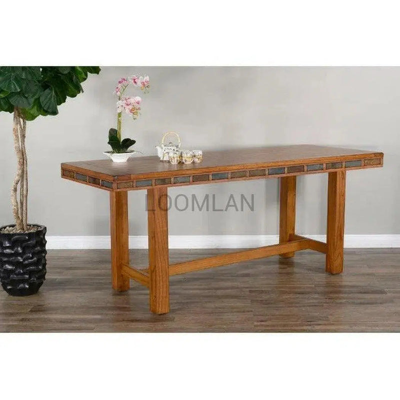 84"x 36" Counter Height Rustic Oak Dining Table for 10 seats Counter Tables LOOMLAN By Sunny D