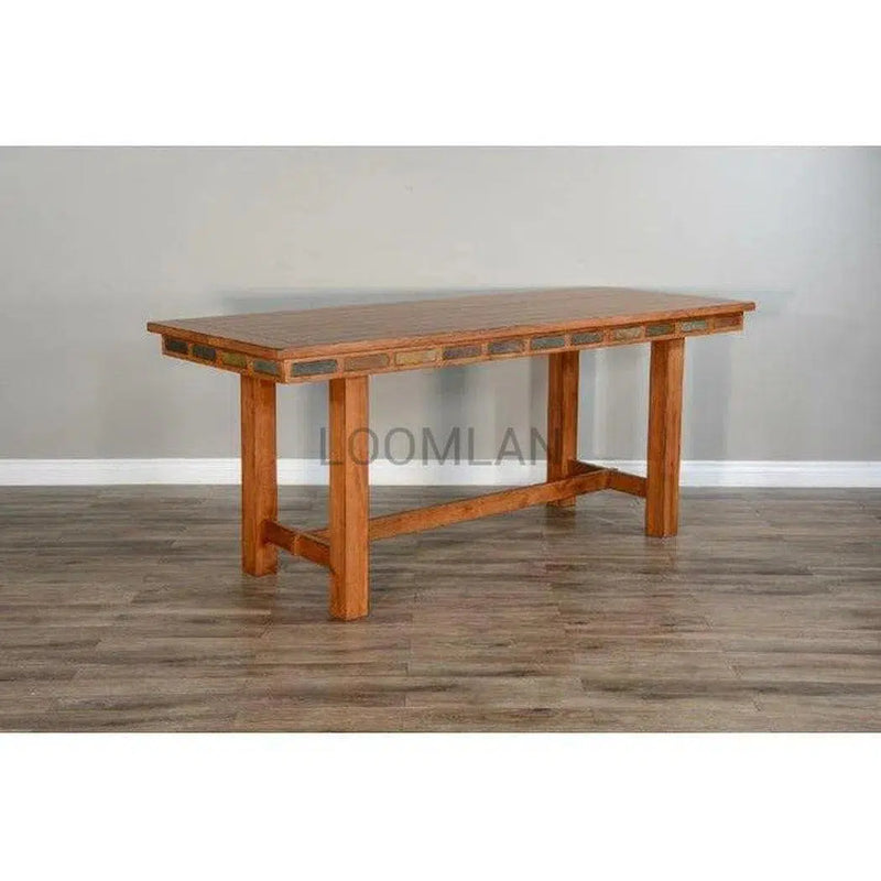 84"x 36" Counter Height Rustic Oak Dining Table for 10 seats Counter Tables LOOMLAN By Sunny D