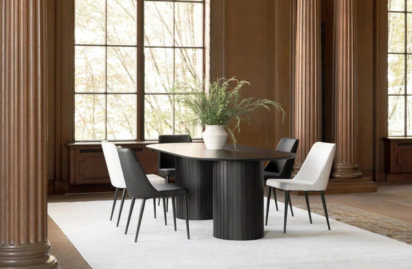 86" Black Oval Solid Wood Column-Like Base Povera Dining Table Dining Tables LOOMLAN By Moe's Home