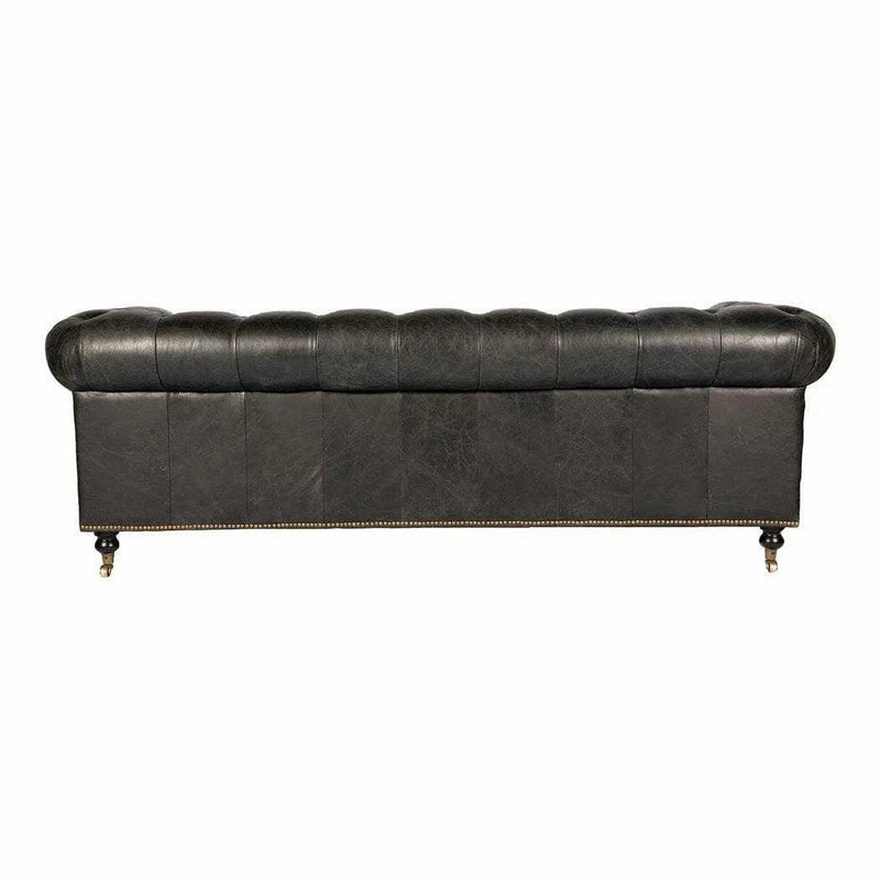 87 Inch Sofa Onyx Black Leather Black Retro Sofas & Loveseats LOOMLAN By Moe's Home