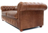 88" Caramel Brown Chesterfield Leather Sofa Made to Order Sofas & Loveseats LOOMLAN By Uptown Sebastian