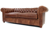 88" Caramel Brown Chesterfield Leather Sofa Made to Order Sofas & Loveseats LOOMLAN By Uptown Sebastian