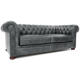 88" Slate Grey Chesterfield Leather Sofa Made to Order Sofas & Loveseats LOOMLAN By Uptown Sebastian