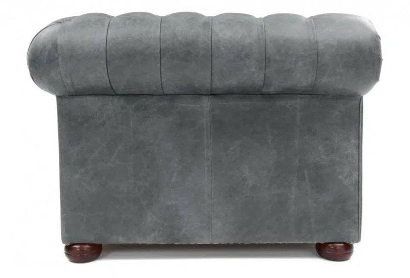 88" Slate Grey Chesterfield Leather Sofa Made to Order Sofas & Loveseats LOOMLAN By Uptown Sebastian