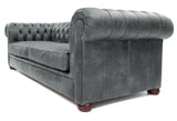 88" Slate Grey Chesterfield Leather Sofa Made to Order Sofas & Loveseats LOOMLAN By Uptown Sebastian