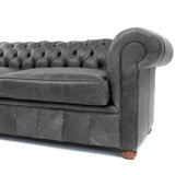 88" Vintage Grey Chesterfield Leather Sofa Made to Order Sofas & Loveseats LOOMLAN By Uptown Sebastian